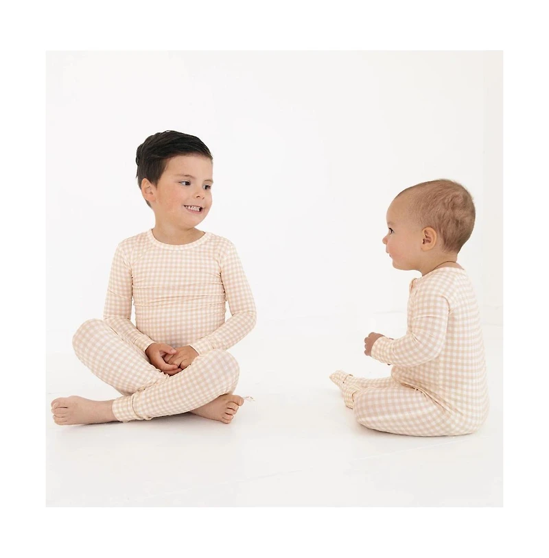 Motette Baby Boys Sandstone Gingham Bamboo Sleeper