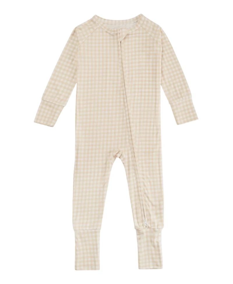 Motette Baby Boys Sandstone Gingham Bamboo Sleeper