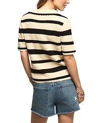 Lucky Brand Women's Short-Sleeve Striped Polo Sweater