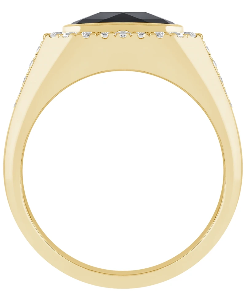 Macy's Men's Onyx and Diamond (3/4 ct. t.w.) Ring Gold Vermeil Over Silver Sterling