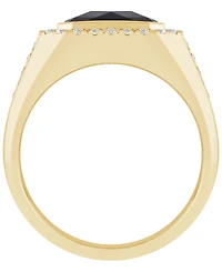 Macy's Men's Onyx and Diamond (3/4 ct. t.w.) Ring Gold Vermeil Over Silver Sterling