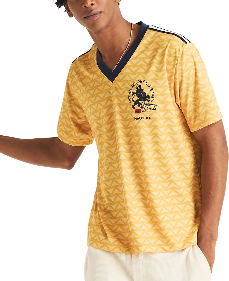 Nautica Men's Shadow Printed Birdseye V-Neck T-Shirt