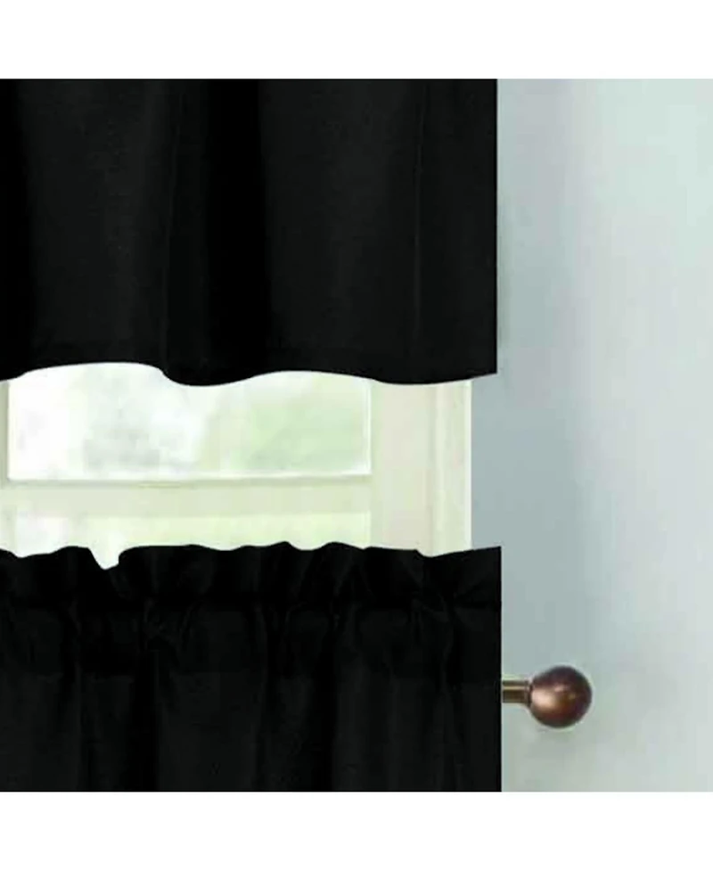 Rt Designers Collection 100% Polyester Gibson Solid 3 Piece Kitchen Curtains Valance and Tiers Set 54" x 18
