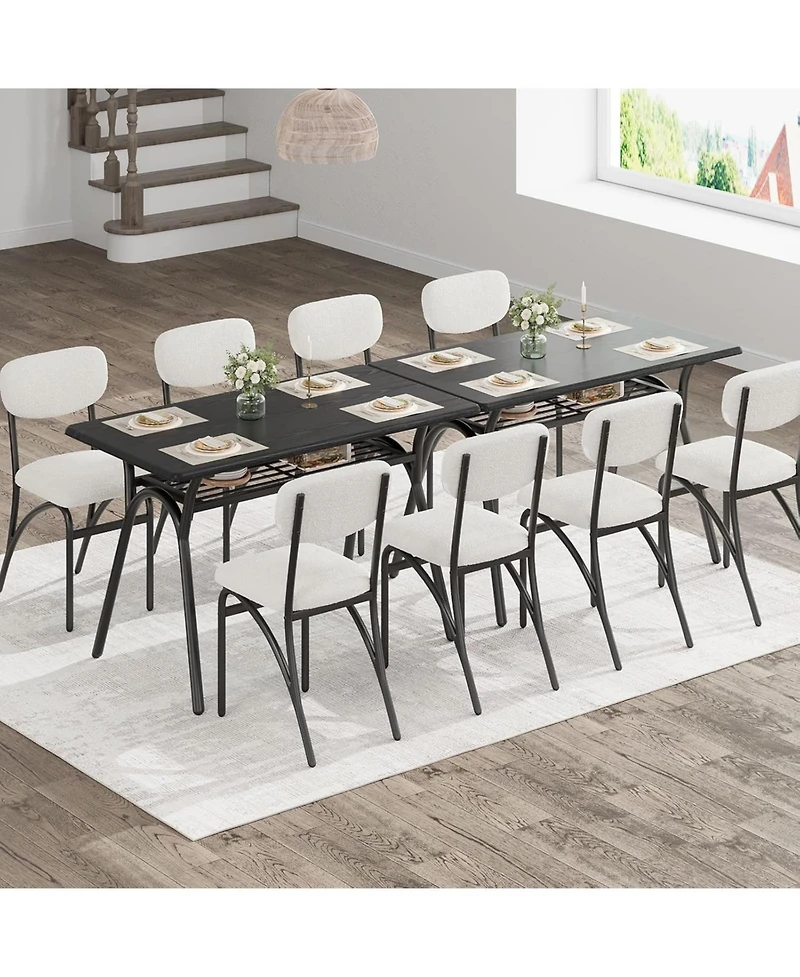 gaomon 5-Piece Dining Table Set for 4, Rectangular Table with Storage Rack, Boucle Dining Chairs