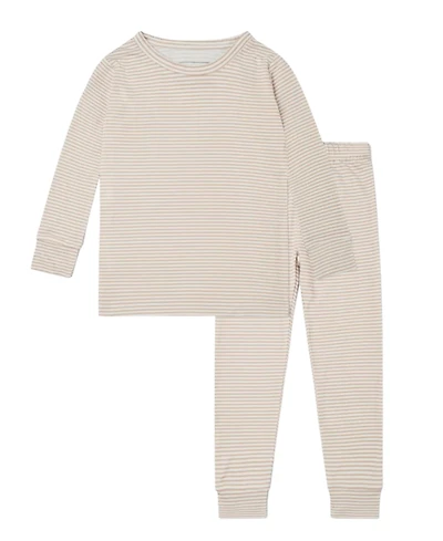 Motette Toddler Boys Oatmeal Stripe Bamboo Pajama Set
