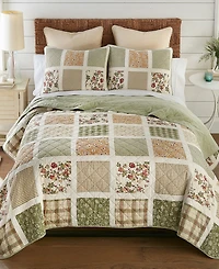 Donna Sharp Peach Rose Cotton 3-Pc. Quilt Set, Queen