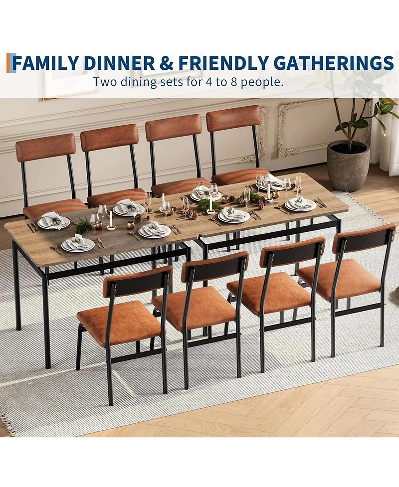 gaomon 5-Piece Dining Table Set for 4, Wooden Kitchen Table, Pu Upholstered Chairs, Industrial Frame, Home or Studio