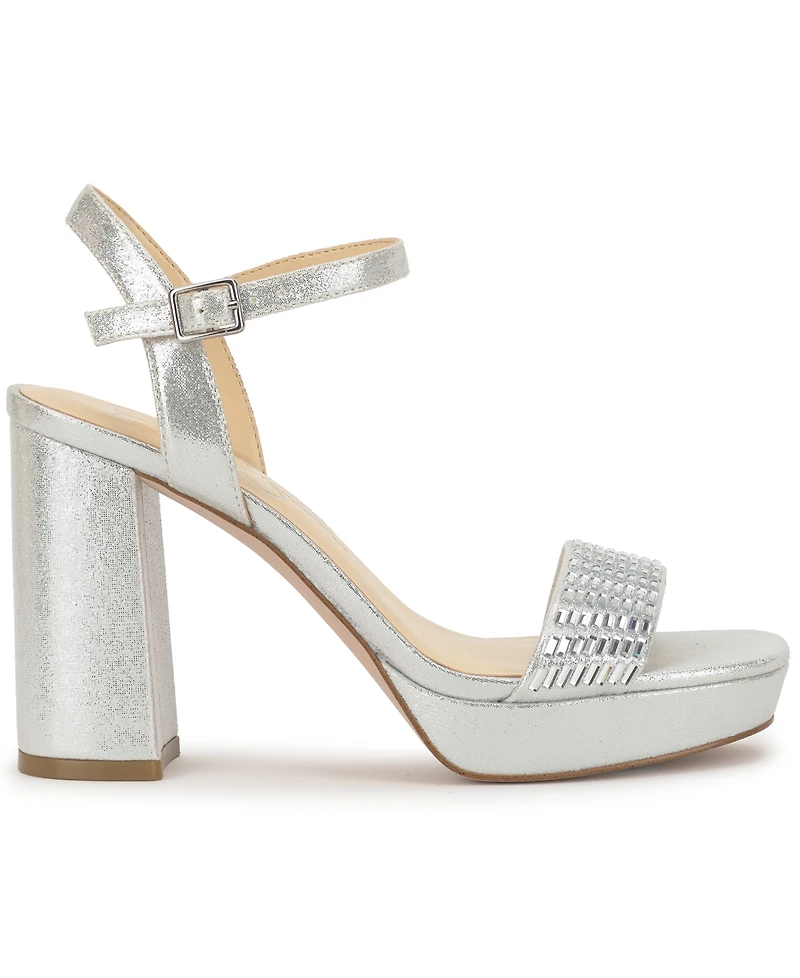 Jessica Simpson Women's Skilia Platform Block Heel Rhinestone Sandals
