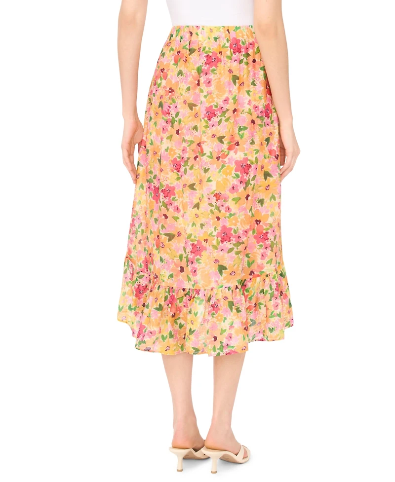 CeCe Women's Floral High-Low Midi Skirt