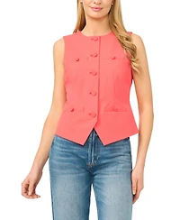 CeCe Women's Crewneck Button-Up Vest