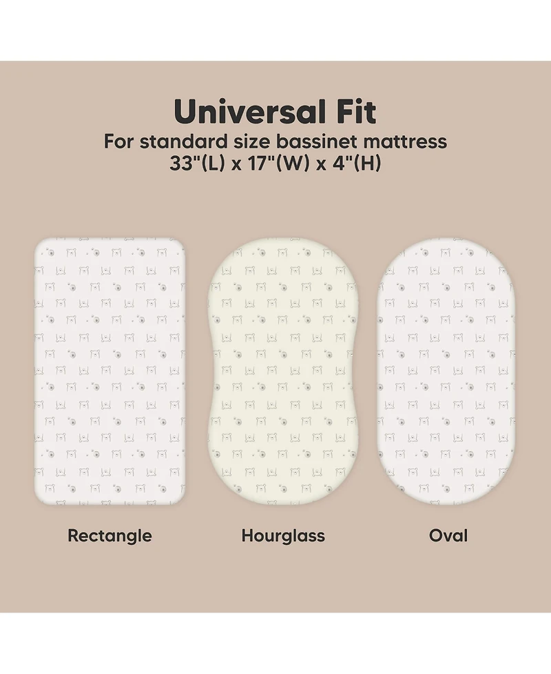 KeaBabies Bassinet Sheet for Baby Girls, Boys, 2-Pack Soothe Fitted Sheets, Bedside Mattress