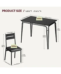 gaomon 5-Piece Dining Set for 4, Modern Rectangular Table with Chairs, Space-Saving Kitchen Dining Set for Apartment or Office