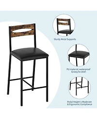 gaomon 3-Piece Kitchen Table Set with Storage Shelves & 2 Upholstered Chairs, Space-Saving Iron & Wood Set for Apartments