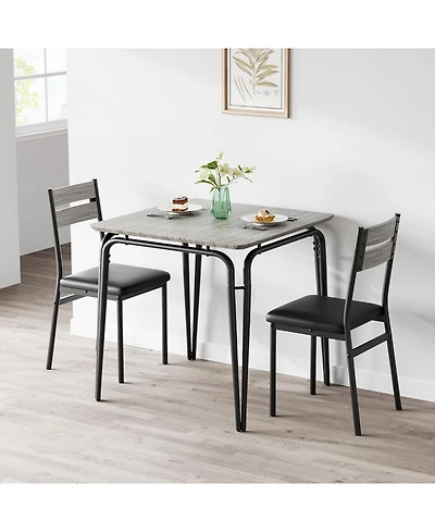 gaomon 3-Piece Dining Table Set, Wooden Square Table and Chairs for 2, Breakfast Table for Home or Commercial Dining Room