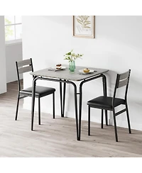 gaomon 3-Piece Dining Table Set, Wooden Square Table and Chairs for 2, Breakfast Table for Home or Commercial Dining Room
