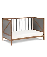 Flynama 3in1 Convertible Crib - Mid-Century Solid Wood, 3-Position Mattress Height