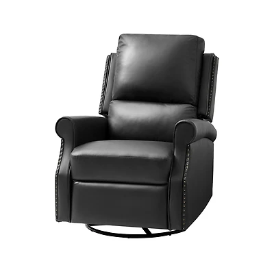 Hulala Home Philip 38" Traditional Faux Leather Swivel Rocker Manual Recliner