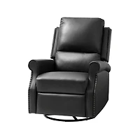 Hulala Home Philip 38" Traditional Faux Leather Swivel Rocker Manual Recliner
