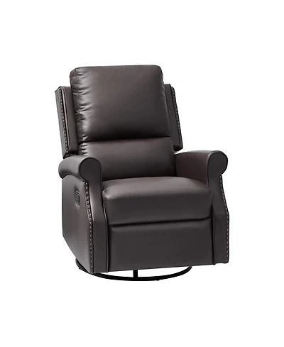 Hulala Home Philip 38" Traditional Faux Leather Swivel Rocker Manual Recliner