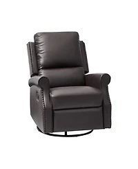 Hulala Home Philip 38" Traditional Faux Leather Swivel Rocker Manual Recliner