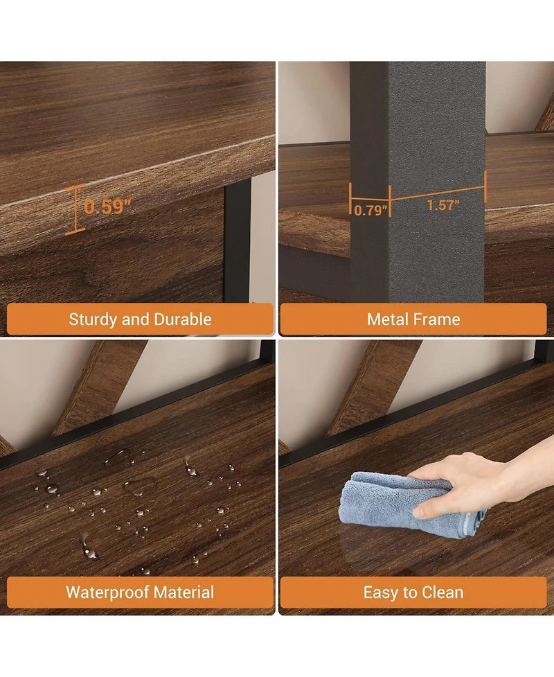 gaomon 4-Tier Retro Bookshelf with Led Light, Industrial Rustic Bookcase, Open Wood Storage Rack for Bedroom or Living Room