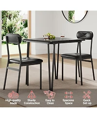 gaomon 2-Person Space-Saving Small Square Wood Dining Table Set, Upholstered Seats, Compact for Apartments, Breakfast Nook