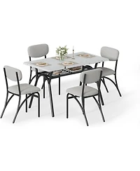gaomon 5-Piece Dining Table Set for 4, Kitchen Table with Shelf & 4 Padded Chairs, Easy Assembly Breakfast Set