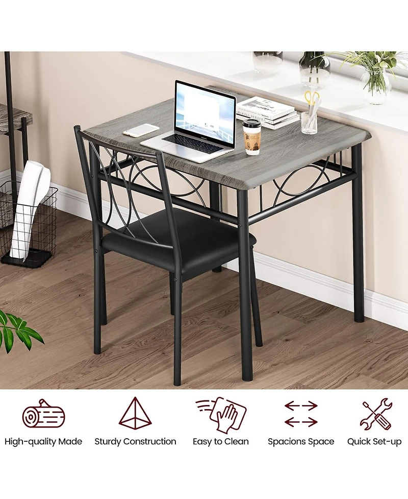 gaomon 3-Piece Dining Table Set for 2, Kitchen Table with Upholstered Chairs, Space-Saving Square Table for Small Apartment