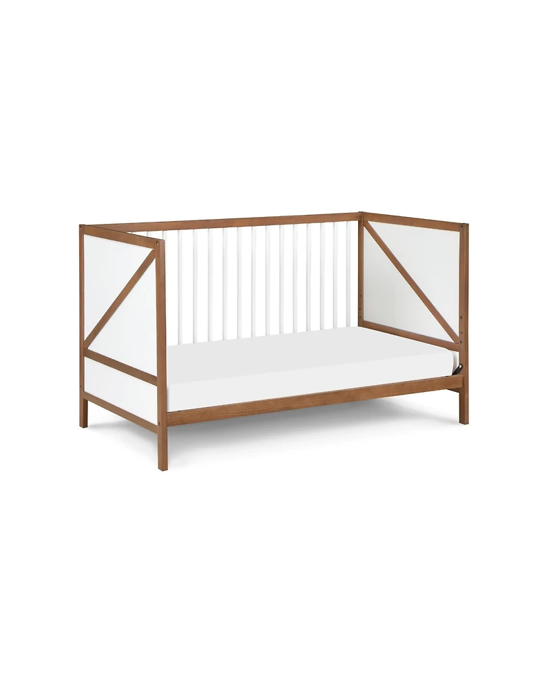 Flynama 3in1 Convertible Crib Mid Century Modern Z Design Solid Wood Three Adjustable Mattress Heights for Baby Nursery