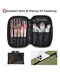 Byootique 4in1 Rolling Makeup Case with 2 Makeup Brush Bag, Cosmetic Train Case on Wheels for Makeup Artist Travel Hairstylist