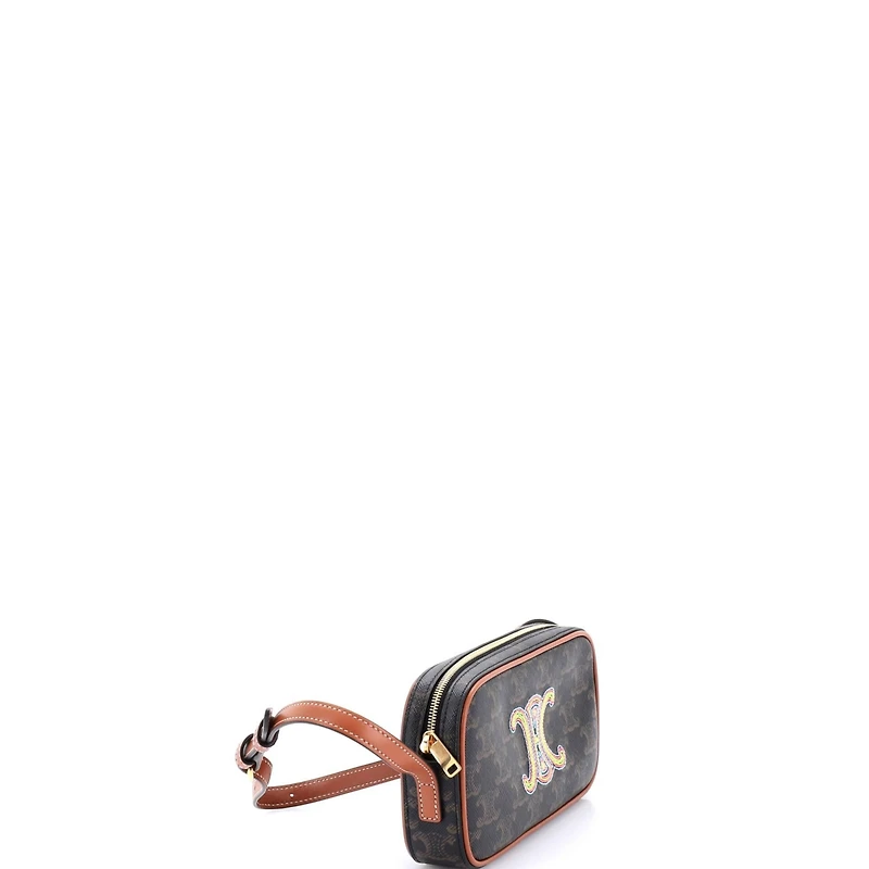 Pre-Owned Celine Small Cuir Triomphe Camera Shoulder Bag Triomphe Coated Canvas with Leather