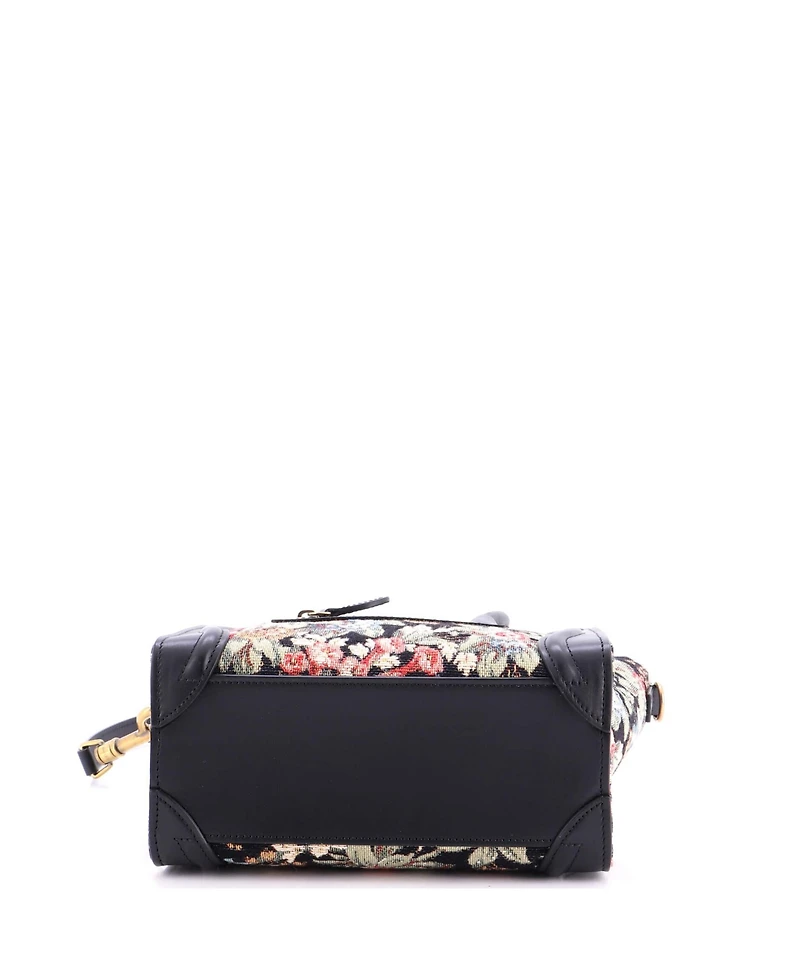 Pre-Owned Celine Nano Luggage Bag Printed Jacquard and Leather