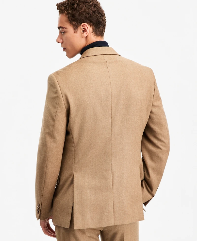 Tommy Hilfiger Men's Modern-Fit Wool Tan Flannel Suit Separate Jacket