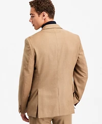 Tommy Hilfiger Men's Modern-Fit Wool Tan Flannel Suit Separate Jacket