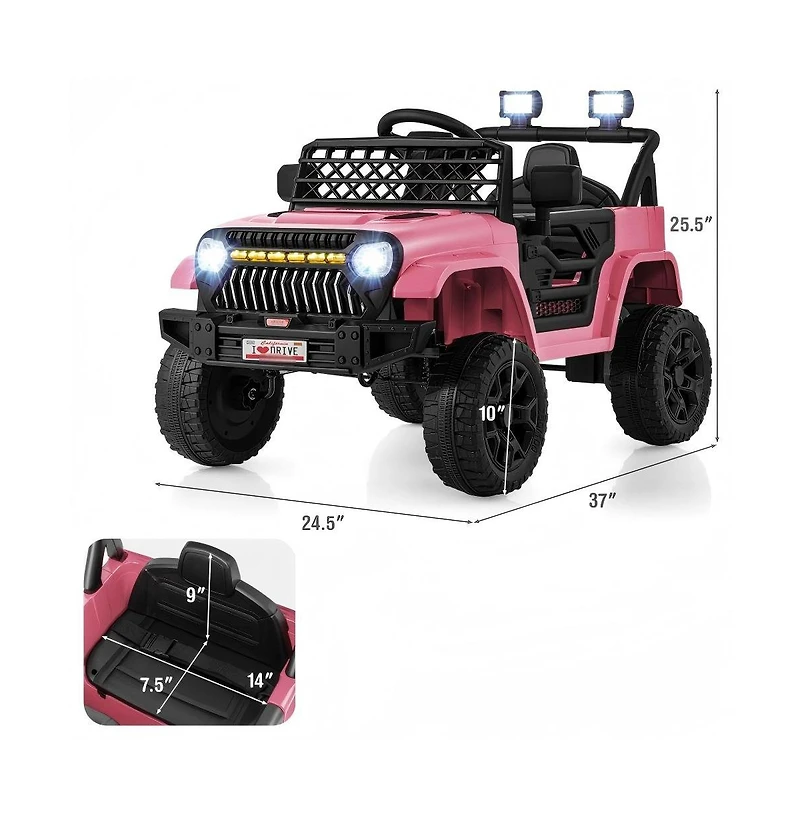 Kids 12V Electric Ride-On Truck with Remote Control Led Lights and Music
