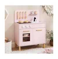 Hongge Kids Kitchen Playset with Cooking Accessories and Storage