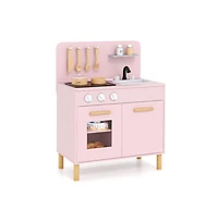Hongge Kids Kitchen Playset with Cooking Accessories and Storage