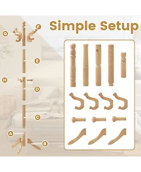 Sugift Solid Wood Hall Tree with Multiple Hooks and Height Options