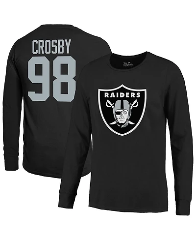 Majestic Threads Men's Maxx Crosby Black Las Vegas Raiders Name Number Non-Distressed Long Sleeve T-Shirt