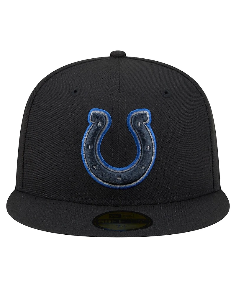 New Era Men's Black Indianapolis Colts Color Pop 59FIFTY Fitted Hat