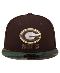 New Era Men's Dark Brown Green Bay Packers Burnt Wood Camo 9FIFTY Snapback Hat