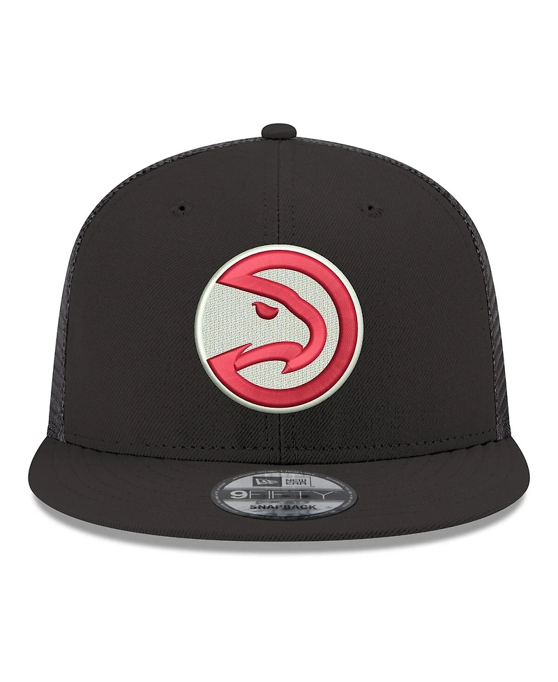 New Era Men's Black Atlanta Hawks Core Logo Meshback 9FIFTY Snapback Hat