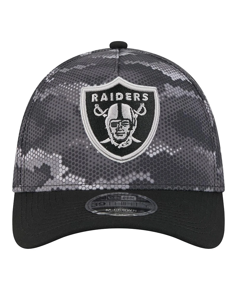 New Era Men's Black Las Vegas Raiders Camo A-Frame 39THIRTY Flex Hat