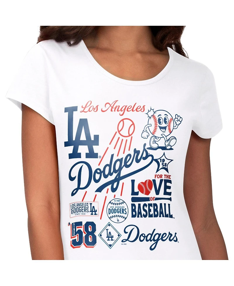 G-iii 4Her by Carl Banks Women's White Los Angeles Dodgers Endzone Collage T-Shirt