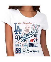 G-iii 4Her by Carl Banks Women's White Los Angeles Dodgers Endzone Collage T-Shirt