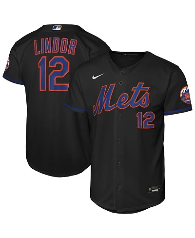 Nike Big Boys and Girls Francisco Lindor Black New York Mets Alternate Stadium Player Jersey