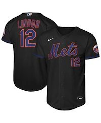 Nike Big Boys and Girls Francisco Lindor Black New York Mets Alternate Stadium Player Jersey