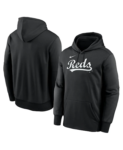 Nike Men's Black Cincinnati Reds Primary Wordmark Therma Hoodie