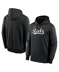 Nike Men's Black Cincinnati Reds Primary Wordmark Therma Hoodie