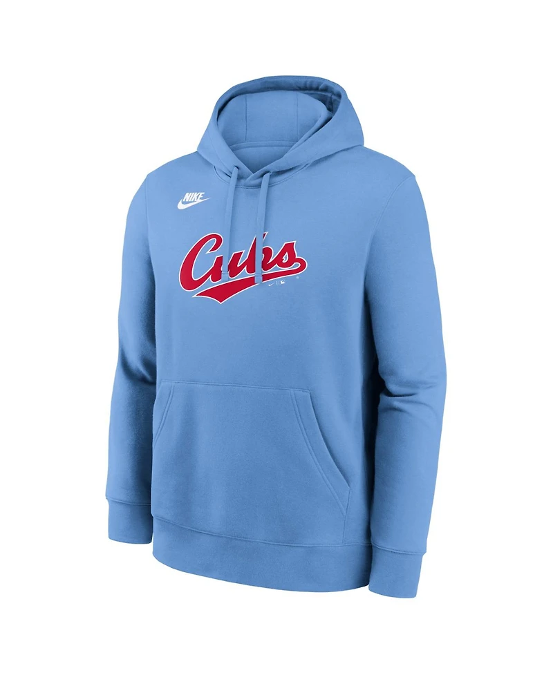 Nike Men's Light Blue Chicago Cubs Cooperstown Collection Wordmark Club Hoodie